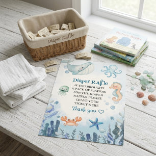 Diaper Raffle Under the Sea Whale Baby shower Enclosure Card