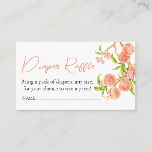 Diaper Raffle Watercolor A Sweet Little Peach Enclosure Card