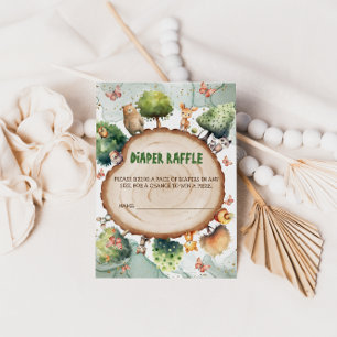 Diaper raffle Watercolor animals Baby Shower Enclosure Card