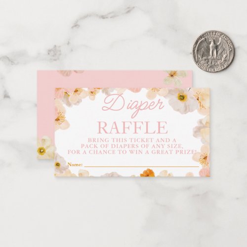 Diaper Raffle Watercolor floral baby shower  Note Card