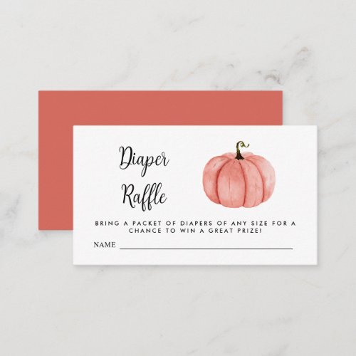 Diaper Raffle Watercolor Pink Pumpkin   Enclosure Card