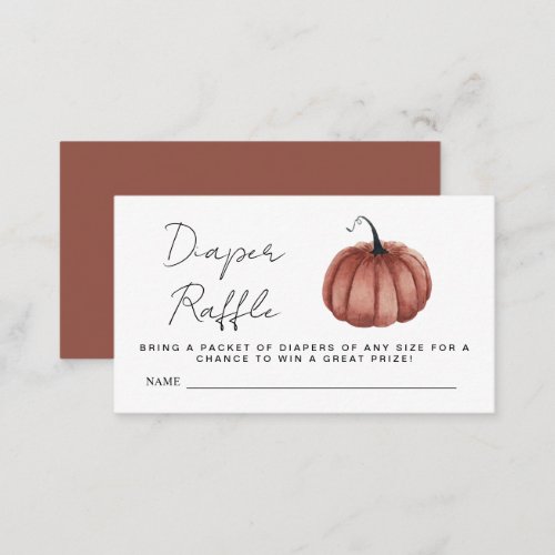 Diaper Raffle Watercolor Rustic Pumpkin  Enclosure Card