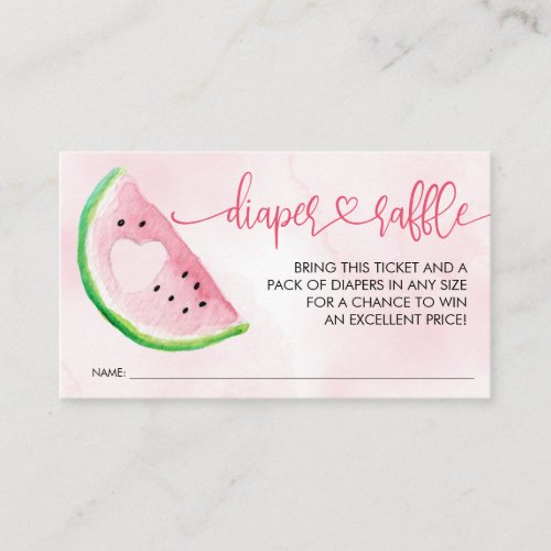 Diaper Raffle Watercolor Watermelon Baby Shower Enclosure Card - Bring some extra diapers along to help out the mom-to-be. The diaper raffle gives everyone a chance to win an excellent prize if they just bring one pack of diapers. 