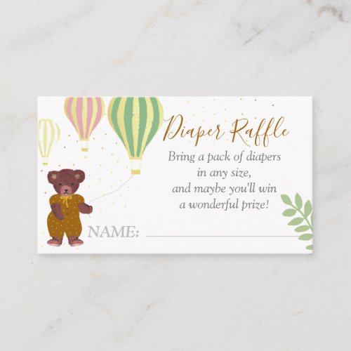 Diaper Raffle We Can Bearly Wait Baby Shower Cute  Enclosure Card