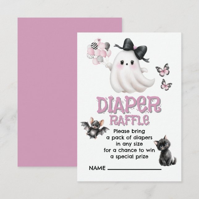 Diaper Raffle  Whimsy with a Hauntingly Cute Twist Enclosure Card (Front/Back)