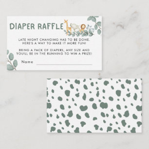 Diaper Raffle Wild One Zoo Animals Baby Shower Enclosure Card