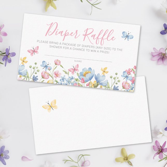 Diaper Raffle Wildflower Baby Shower Enclosure Card (Diaper Raffle Wildflower Baby Shower Enclosure Card)