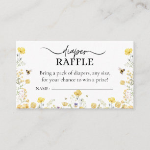 Diaper Raffle Wildflower Floral Honey Bee Enclosure Card