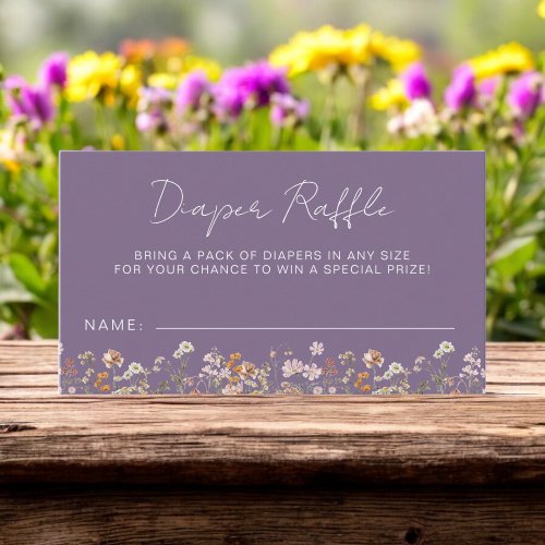 Diaper Raffle Wildflower Purple Baby Shower Enclosure Card