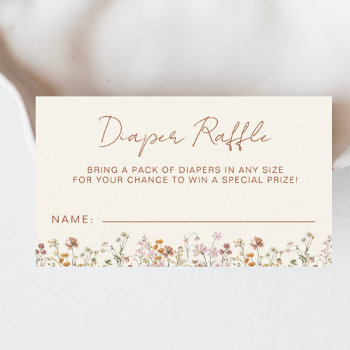 Diaper Raffle Wildflower Terracotta Baby Shower Enclosure Card by Hot_Foil_Creations at Zazzle
