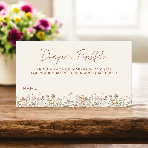 Diaper Raffle Wildflower Terracotta Baby Shower Enclosure Card