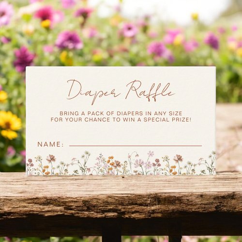 Diaper Raffle Wildflower Terracotta Baby Shower Enclosure Card