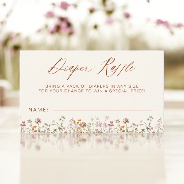 Diaper Raffle Wildflower Terracotta Baby Shower Enclosure Card (Creator Uploaded)