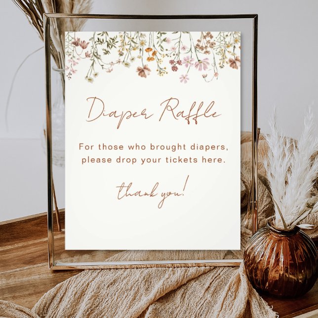 Diaper Raffle Wildflower Terracotta Baby Shower Poster (Creator Uploaded)