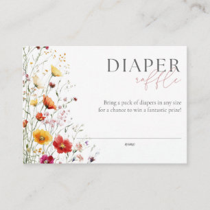 Diaper Raffle Wildflowers Pink Baby Shower Enclosure Card