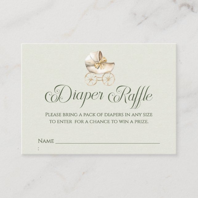 Diaper Raffle Winter Greenery Baby Shower Enclosure Card (Front)