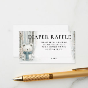 Diaper Raffle Winter Snow Woodlands Baby Shower Enclosure Card
