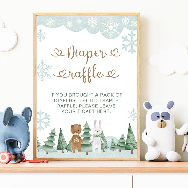 Diaper Raffle Winter Snowflake Woodland Poster (Creator Uploaded)
