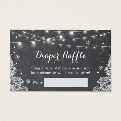 Diaper Raffle Winter Snowflakes String Lights Lace
