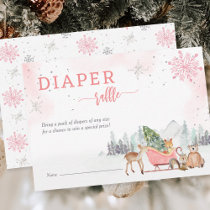 Diaper Raffle Winter Woodland Girls Baby Shower Enclosure Card