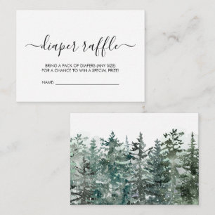 Diaper Raffle Winter Woodland Pine Trees Snowy Enclosure Card