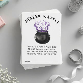 Diaper Raffle Witch Cauldron Halloween Baby Shower Enclosure Card