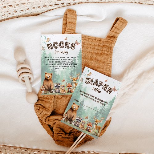 Diaper Raffle Woodland animals baby shower Enclosure Card