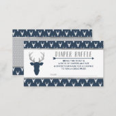 Diaper Raffle, Woodland Deer, Navy Blue, Silver Enclosure Card (Front/Back)