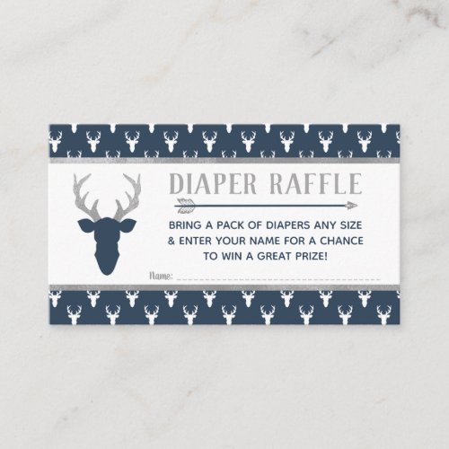 Diaper Raffle Woodland Deer Navy Gray Enclosure Card