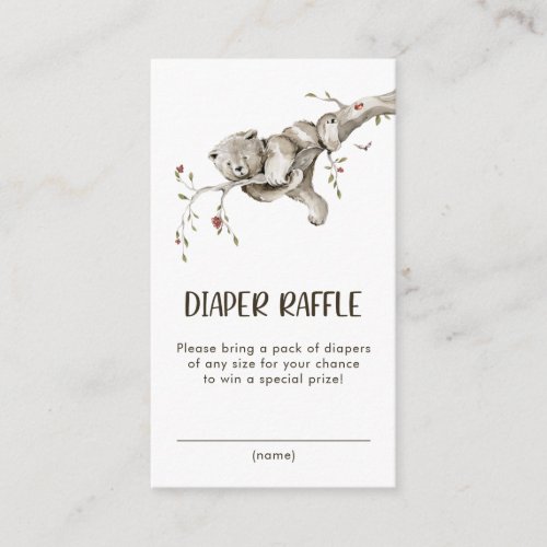 Diaper Raffle Woodland Enclosure Card