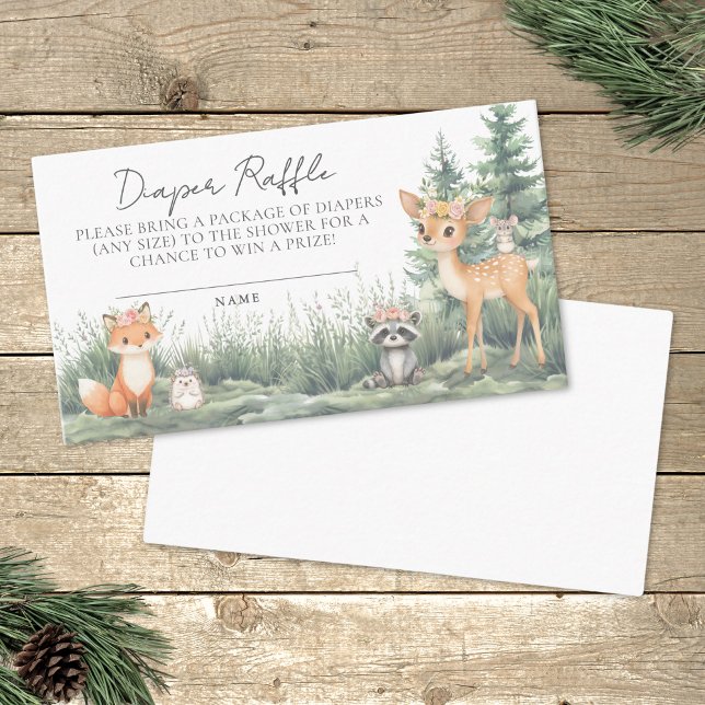 Diaper Raffle Woodland Forest Animals Baby Shower Enclosure Card (Diaper Raffle Woodland Forest Animals Baby Shower Enclosure Card)