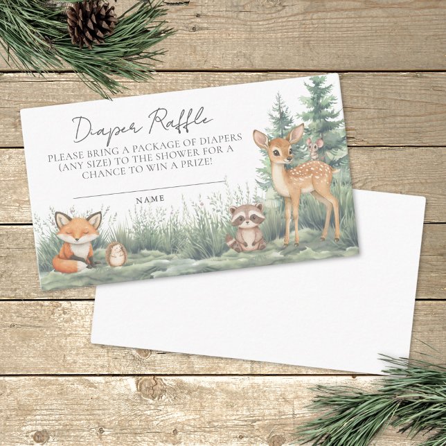 Diaper Raffle Woodland Forest Animals Baby Shower Enclosure Card (Diaper Raffle Woodland Forest Animals Baby Shower Enclosure Card)