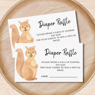 Diaper Raffle Woodland Squirrel Baby Shower Enclos Enclosure Card