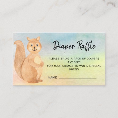 Diaper Raffle Woodland Squirrel Baby Shower Enclosure Card