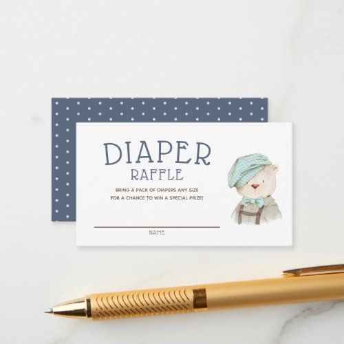 Diaper Raffle Woodland Teddy Bear Baby Shower Enclosure Card