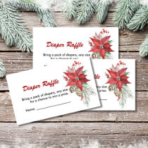 Diaper raffles winter baby in bloom red poinsettia enclosure card