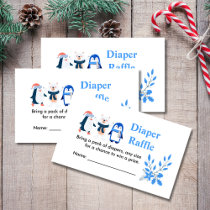 Diaper raffles winter baby polar bear penguins enclosure card