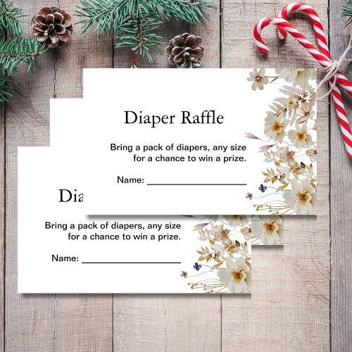 Diaper raffles winter rustic boho wildflowers enclosure card