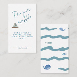 Diaper Raffley Nautical Waves Blue Boy Shower Enclosure Card