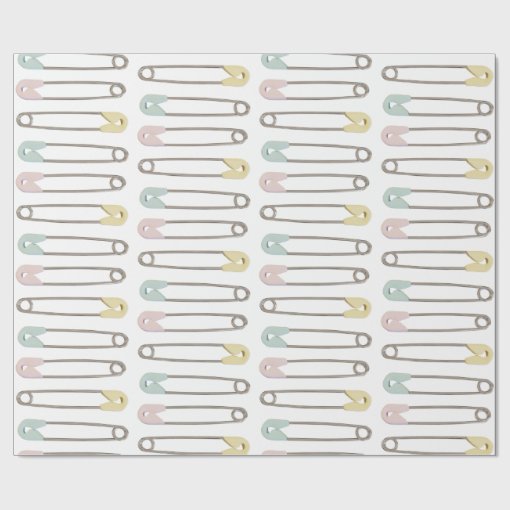 Diaper Safety Pins Baby Shower Wrapping Paper | Zazzle