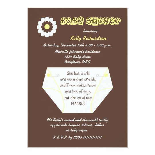 Diaper Second Baby Neutral Shower Invitation