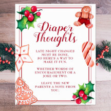 Diaper Thoughts Christmas Baby Shower Sign