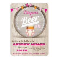 Diapers and Beer Baby Shower Girl Invitation