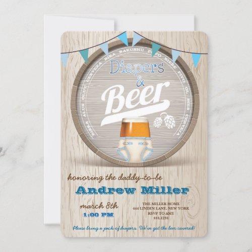 Diapers and Beer Boy Baby Shower Invitation