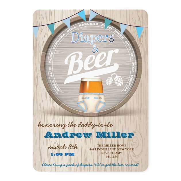 Diapers And Beer Boy Baby Shower Invitation