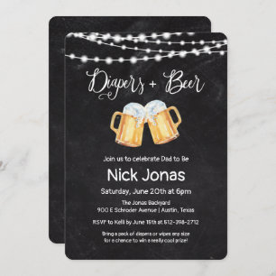 Diapers and Beer Chalkboard Invitation