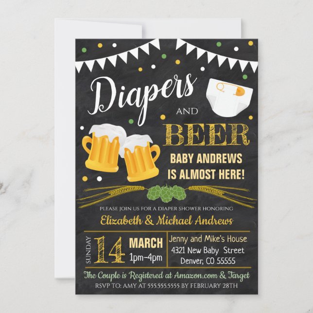 Diapers and Beer Couples Shower Invitation (Front)
