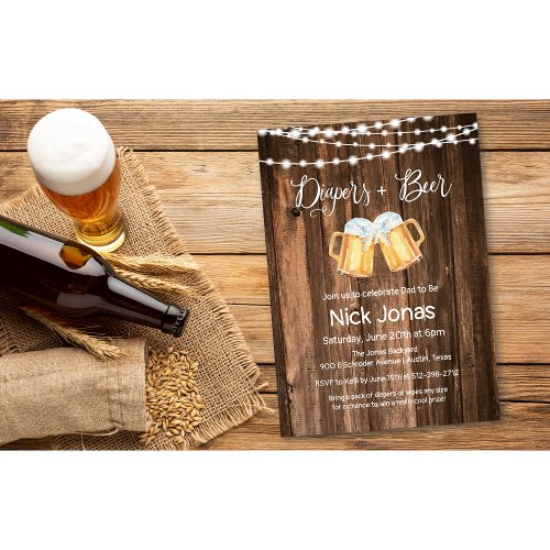 Diapers and Beer Dad Shower Party Invitation