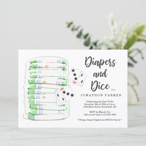 Diapers and Dice Diaper Party for Guys / Men Invitation Zazzle