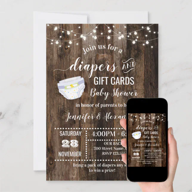 Diapers and Gift Cards Baby Shower Zazzle
